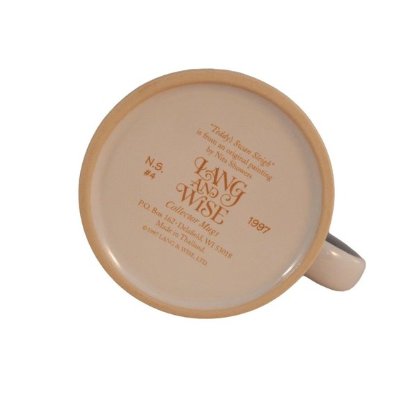 Lang Wise Teddy's Swan Sleigh Mug Cup 1997 Christmas Bears Artist Nita Showers - Picture 8 of 9